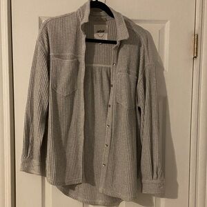 Aerie Light Gray Ribbed Shirt